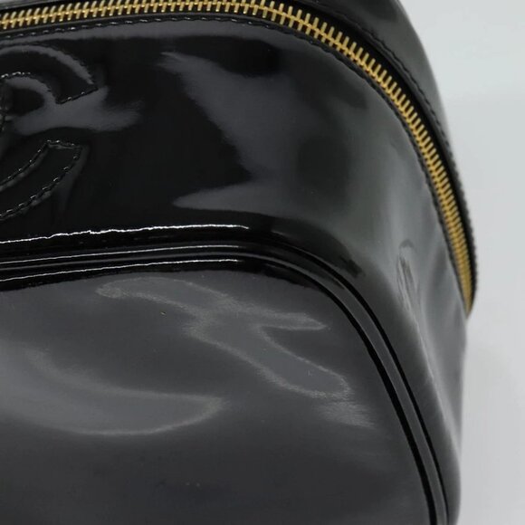 CHANEL Vanity Pouch Patent leather Black Gold CC - Picture 6 of 15